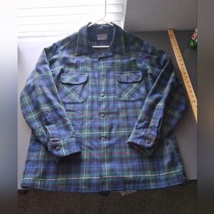 Vintage Pendleton Wool Plaid Longsleeve Shirt Large Blue Green Red